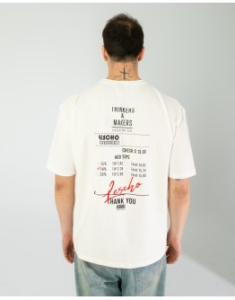 OVERSIZE UNİSEX BASKILI T-SHIRT BARCODE WHITE