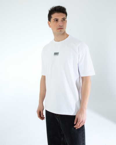 OVERSIZE UNİSEX BASKILI T-SHIRT BARCODE WHITE OVERSIZE UNİSEX BASKILI T-SHIRT BARCODE WHITE