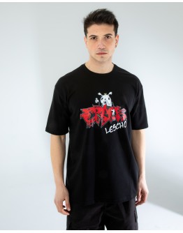 OVERSIZE UNİSEX BASKILI T-SHIRT CRACK BLACK