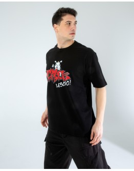 OVERSIZE UNİSEX BASKILI T-SHIRT CRACK BLACK