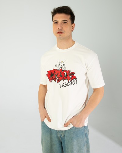 OVERSIZE UNİSEX BASKILI T-SHIRT CRACK ECROU OVERSIZE UNİSEX BASKILI T-SHIRT CRACK ECROU