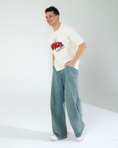 OVERSIZE UNİSEX BASKILI T-SHIRT CRACK ECROU OVERSIZE UNİSEX BASKILI T-SHIRT CRACK ECROU