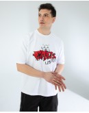 OVERSIZE UNİSEX BASKILI T-SHIRT CRACK WHITE