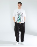 OVERSIZE UNİSEX BASKILI T-SHIRT DINO WHITE
