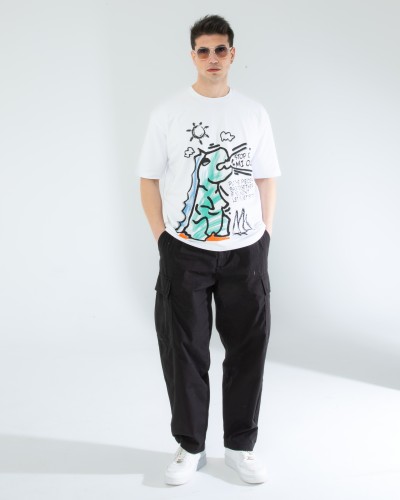 OVERSIZE UNİSEX BASKILI T-SHIRT DINO WHITE OVERSIZE UNİSEX BASKILI T-SHIRT DINO WHITE