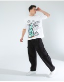 OVERSIZE UNİSEX BASKILI T-SHIRT DINO WHITE