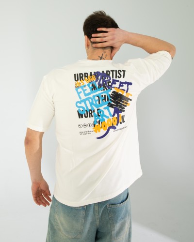 OVERSIZE UNİSEX BASKILI T-SHIRT FEELART ECROU OVERSIZE UNİSEX BASKILI T-SHIRT FEELART ECROU