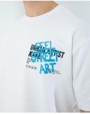 OVERSIZE UNİSEX BASKILI T-SHIRT FEELART WHITE