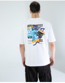 OVERSIZE UNİSEX BASKILI T-SHIRT FEELART WHITE
