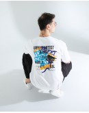 OVERSIZE UNİSEX BASKILI T-SHIRT FEELART WHITE