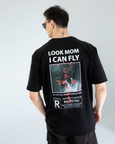 OVERSIZE UNİSEX BASKILI T-SHIRT FLY BLACK OVERSIZE UNİSEX BASKILI T-SHIRT FLY BLACK