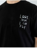 OVERSIZE UNİSEX BASKILI T-SHIRT FLY BLACK