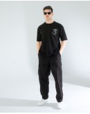 OVERSIZE UNİSEX BASKILI T-SHIRT FLY BLACK