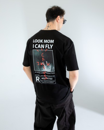 OVERSIZE UNİSEX BASKILI T-SHIRT FLY BLACK OVERSIZE UNİSEX BASKILI T-SHIRT FLY BLACK