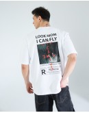 OVERSIZE UNİSEX BASKILI T-SHIRT FLY WHITE