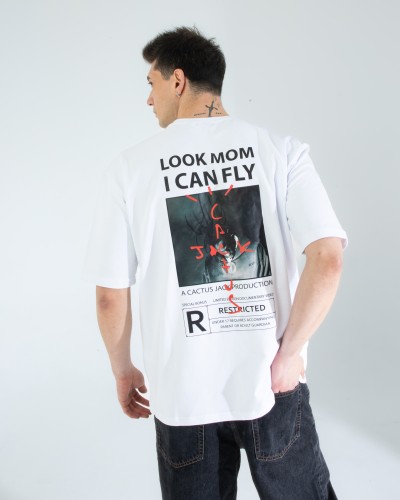 OVERSIZE UNİSEX BASKILI T-SHIRT FLY WHITE OVERSIZE UNİSEX BASKILI T-SHIRT FLY WHITE