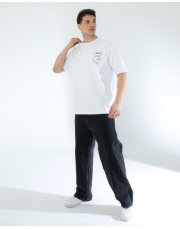 OVERSIZE UNİSEX BASKILI T-SHIRT FLY WHITE