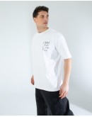 OVERSIZE UNİSEX BASKILI T-SHIRT FLY WHITE