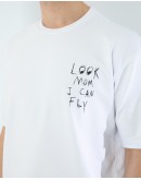 OVERSIZE UNİSEX BASKILI T-SHIRT FLY WHITE