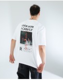 OVERSIZE UNİSEX BASKILI T-SHIRT FLY WHITE
