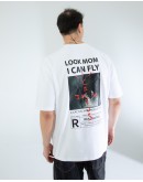 OVERSIZE UNİSEX BASKILI T-SHIRT FLY WHITE