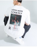 OVERSIZE UNİSEX BASKILI T-SHIRT FLY WHITE