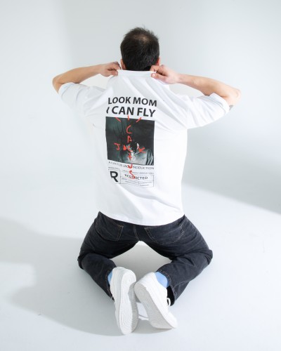 OVERSIZE UNİSEX BASKILI T-SHIRT FLY WHITE OVERSIZE UNİSEX BASKILI T-SHIRT FLY WHITE