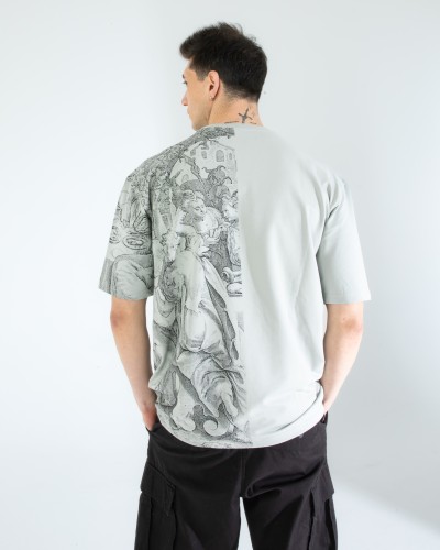 OVERSIZE UNİSEX BASKILI T-SHIRT GREY OVERSIZE UNİSEX BASKILI T-SHIRT GREY