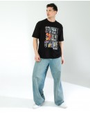 OVERSIZE UNİSEX BASKILI T-SHIRT GUSNROSES BLACK