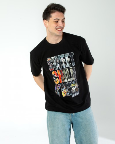 OVERSIZE UNİSEX BASKILI T-SHIRT GUSNROSES BLACK OVERSIZE UNİSEX BASKILI T-SHIRT GUSNROSES BLACK