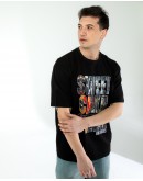 OVERSIZE UNİSEX BASKILI T-SHIRT GUSNROSES BLACK