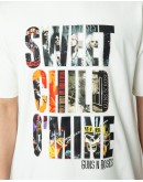 OVERSIZE UNİSEX BASKILI T-SHIRT GUSNROSES WHITE