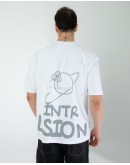 OVERSIZE UNİSEX BASKILI T-SHIRT INTRUSION WHITE