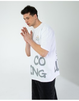 OVERSIZE UNİSEX BASKILI T-SHIRT INTRUSION WHITE