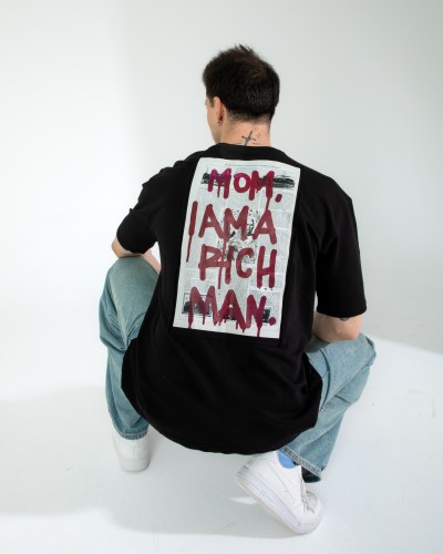 OVERSIZE UNİSEX BASKILI T-SHIRT RICH BLACK OVERSIZE UNİSEX BASKILI T-SHIRT RICH BLACK