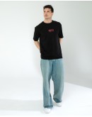 OVERSIZE UNİSEX BASKILI T-SHIRT RICH BLACK