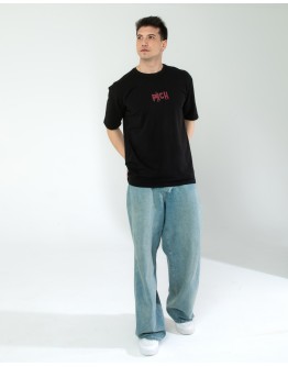 OVERSIZE UNİSEX BASKILI T-SHIRT RICH BLACK