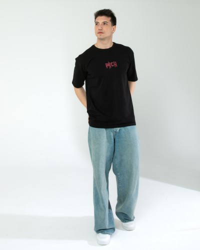 OVERSIZE UNİSEX BASKILI T-SHIRT RICH BLACK