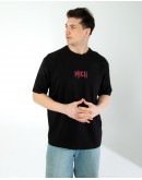 OVERSIZE UNİSEX BASKILI T-SHIRT RICH BLACK