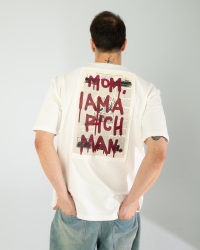 OVERSIZE UNİSEX BASKILI T-SHIRT RICH ECROU OVERSIZE UNİSEX BASKILI T-SHIRT RICH ECROU