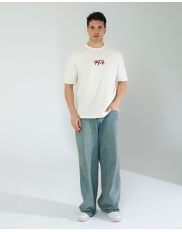 OVERSIZE UNİSEX BASKILI T-SHIRT RICH ECROU