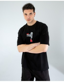 OVERSIZE UNİSEX BASKILI T-SHIRT TYSON BLACK