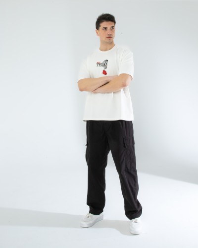 OVERSIZE UNİSEX BASKILI T-SHIRT TYSON ECROU OVERSIZE UNİSEX BASKILI T-SHIRT TYSON ECROU
