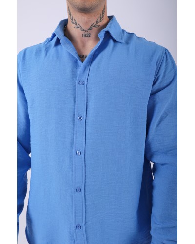 ERKEK PAMUKLU KETEN LACİVERT GÖMLEK