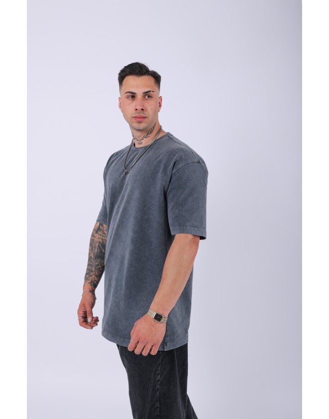UNISEX "YEAH" NAKIŞLI ÖZEL YIKAMALI OVERSIZE T-SHIRT