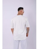 UNISEX %100 PAMUK OVERSIZE DÜZ T-SHIRT EKRU