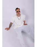 UNISEX %100 PAMUK OVERSIZE DÜZ T-SHIRT EKRU