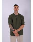 UNISEX %100 PAMUK OVERSIZE DÜZ T-SHIRT HAKİ