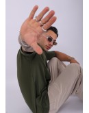 UNISEX %100 PAMUK OVERSIZE DÜZ T-SHIRT HAKİ