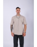 UNISEX %100 PAMUK OVERSIZE DÜZ T-SHIRT KREM